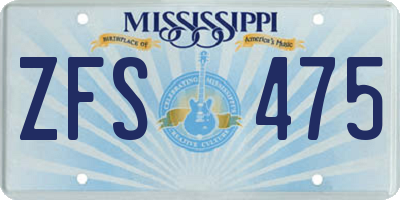 MS license plate ZFS475