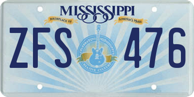 MS license plate ZFS476