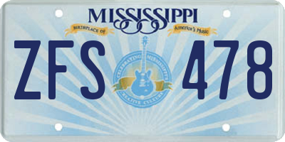 MS license plate ZFS478