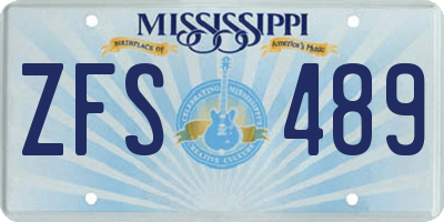MS license plate ZFS489