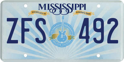 MS license plate ZFS492