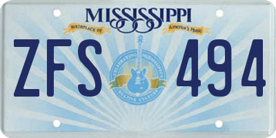MS license plate ZFS494