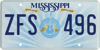 MS license plate ZFS496