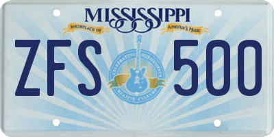 MS license plate ZFS500