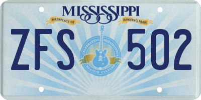 MS license plate ZFS502