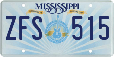 MS license plate ZFS515