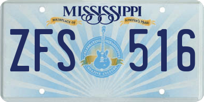 MS license plate ZFS516