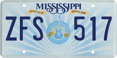 MS license plate ZFS517