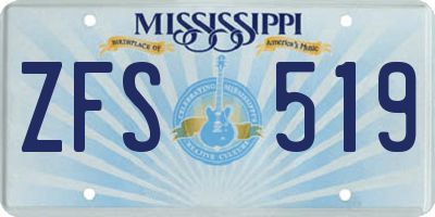 MS license plate ZFS519