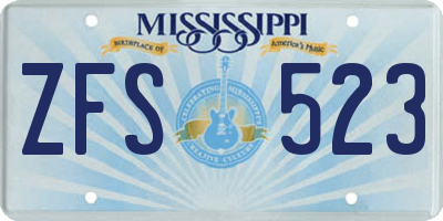 MS license plate ZFS523