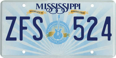 MS license plate ZFS524