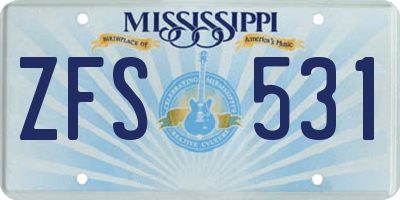 MS license plate ZFS531