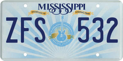 MS license plate ZFS532