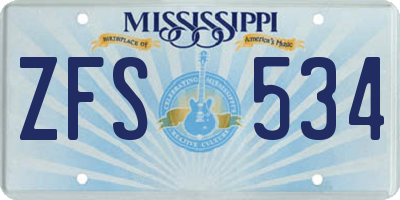 MS license plate ZFS534