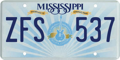 MS license plate ZFS537