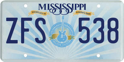 MS license plate ZFS538