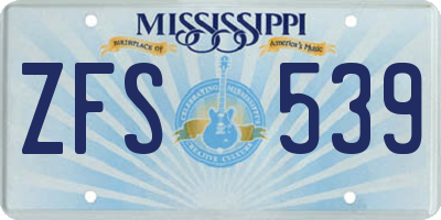 MS license plate ZFS539