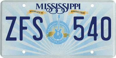 MS license plate ZFS540