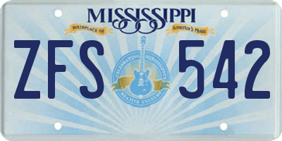MS license plate ZFS542