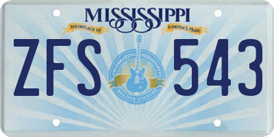 MS license plate ZFS543