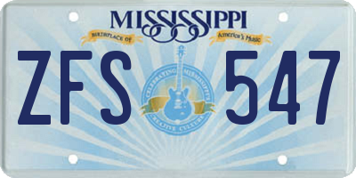 MS license plate ZFS547