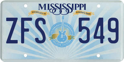 MS license plate ZFS549