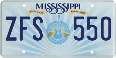 MS license plate ZFS550