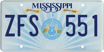 MS license plate ZFS551