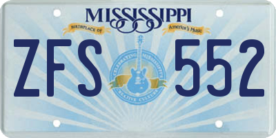 MS license plate ZFS552