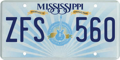 MS license plate ZFS560