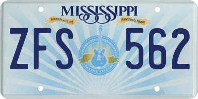 MS license plate ZFS562