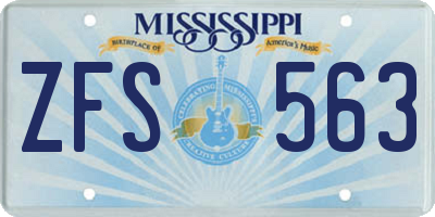 MS license plate ZFS563