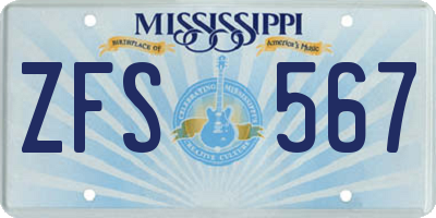 MS license plate ZFS567