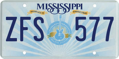 MS license plate ZFS577