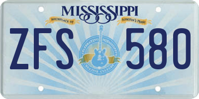 MS license plate ZFS580