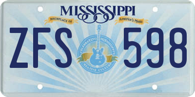 MS license plate ZFS598