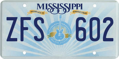 MS license plate ZFS602