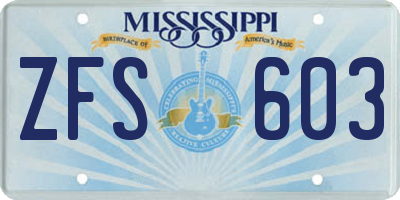 MS license plate ZFS603