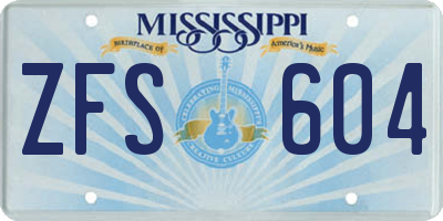 MS license plate ZFS604