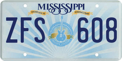 MS license plate ZFS608