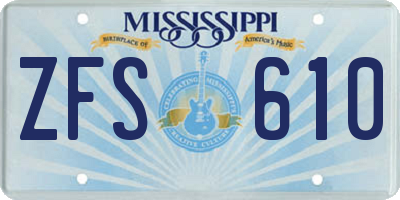 MS license plate ZFS610