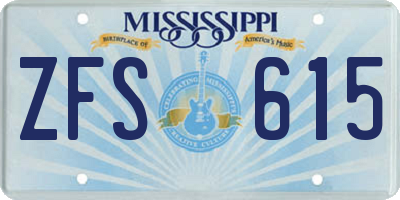 MS license plate ZFS615