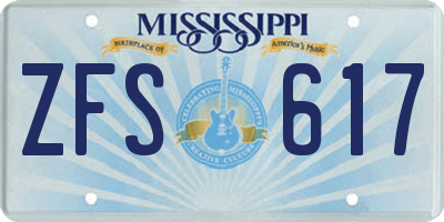 MS license plate ZFS617