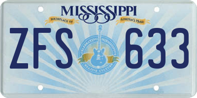 MS license plate ZFS633