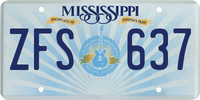 MS license plate ZFS637