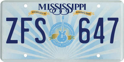 MS license plate ZFS647