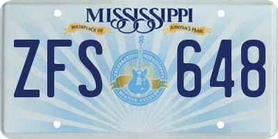 MS license plate ZFS648