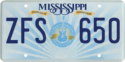 MS license plate ZFS650