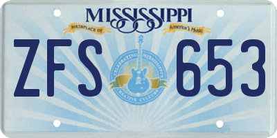 MS license plate ZFS653