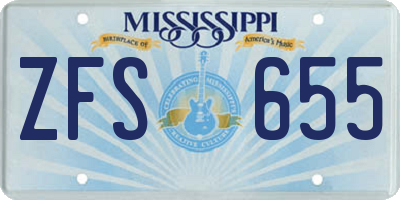 MS license plate ZFS655
